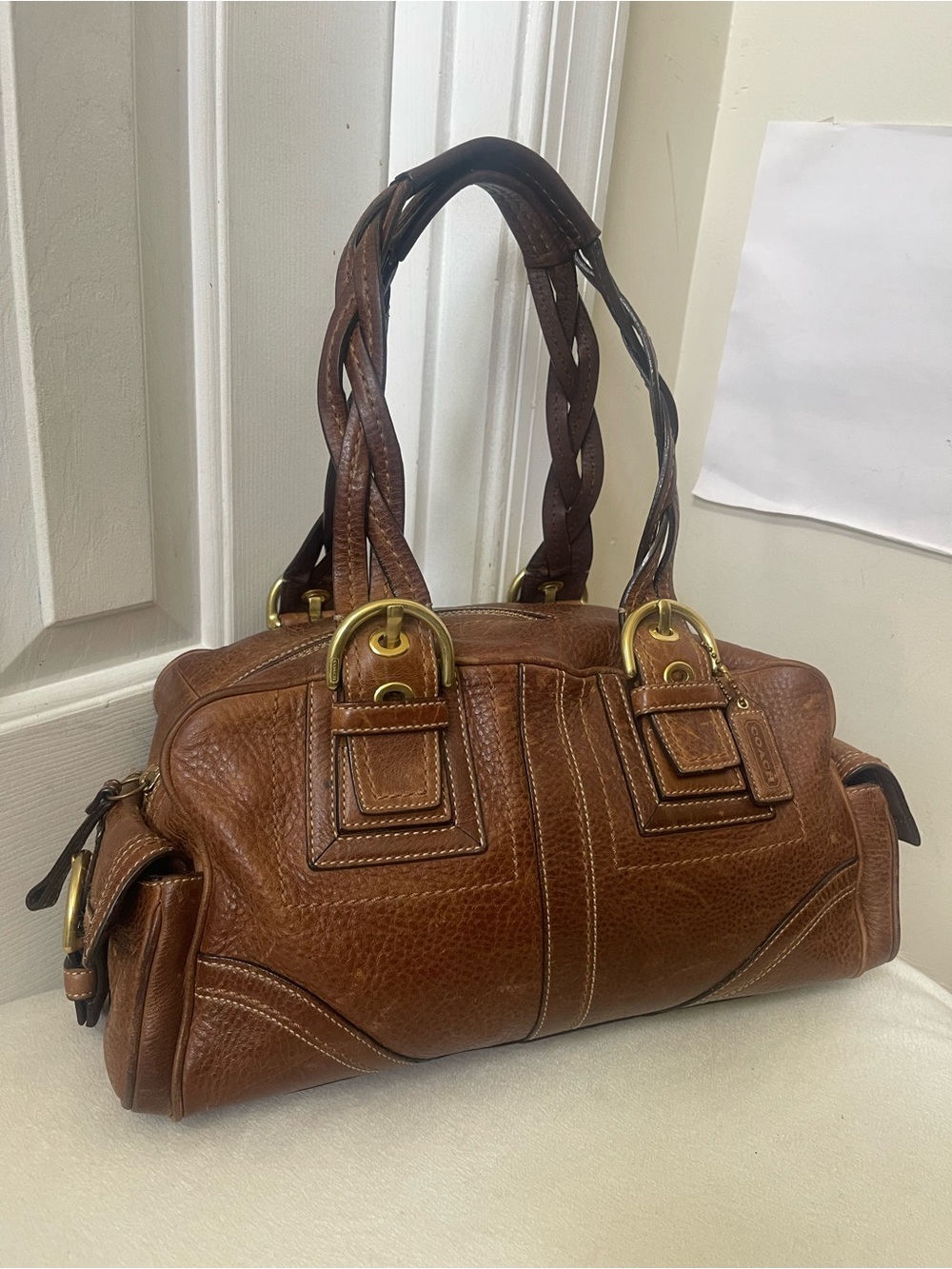 Coach Mia Soho satchel  Brown Leather Braided-Handle Shoulder - Picture 2 of 16